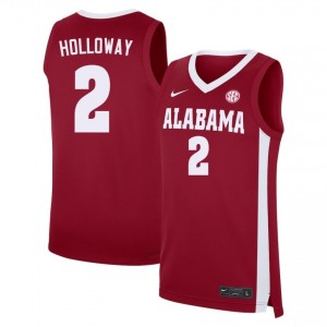 #2 Aden Holloway Roll Tide Crimson Mens Jersey Alumni College Basketball 615660-225