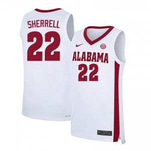 #22 Aiden Sherrell Roll Tide White Men's Jerseys Official College Basketball 159478-223