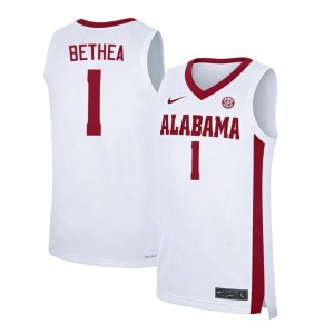 #1 Jalil Bethea Bama White Men Jerseys Limited College Basketball 467394-454