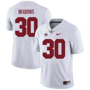 #30 Derek Meadows Alabama White Men Jerseys College Football Stitched 889065-622