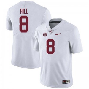 #8 Justin Hill University of Alabama White Men's Jerseys College Football Stitched 321179-348
