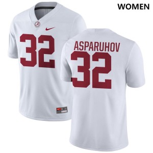 #32 Alex Asparuhov Bama White Women's Jersey College Football Player 984610-376