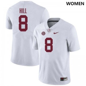 #8 Justin Hill Alabama Crimson Tide White Womens Jerseys College Football Replica 146103-206