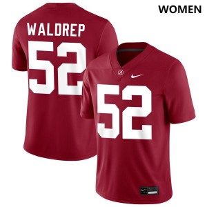 #52 Mal Waldrep Bama Crimson Women's Jersey College Football University 297077-996
