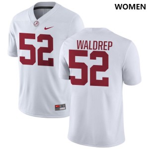 #52 Mal Waldrep Bama White Women's Jerseys College Football High School 646840-406