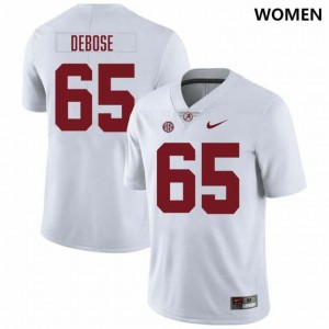 #65 Micah DeBose Roll Tide White Women Jerseys College Football 2025-26 367932-955