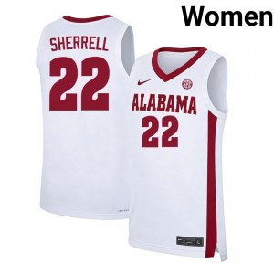 #22 Aiden Sherrell Crimson Tide White Women's Jerseys University College Basketball 955320-705