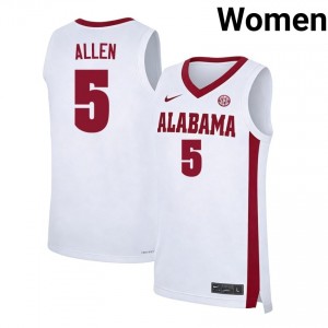#5 Amari Allen University of Alabama White Women Jerseys 2025 College Basketball 839972-541
