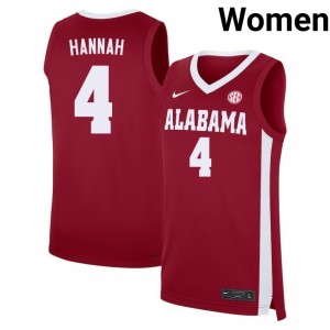 #4 Davion Hannah Alabama Crimson Tide Crimson Women Jersey University College Basketball 984890-503