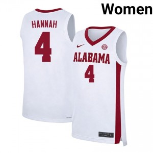 #4 Davion Hannah Bama White Women Jersey Official College Basketball 787727-771