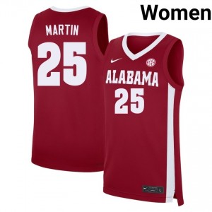 #25 Jacob Martin University of Alabama Crimson Womens Jersey Replica College Basketball 631894-283