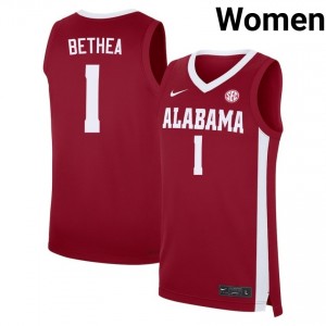 #1 Jalil Bethea Crimson Tide Crimson Women's Jerseys Game College Basketball 668715-580