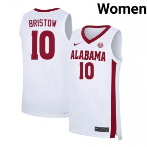 #10 Keitenn Bristow Bama White Womens Jersey Stitched College Basketball 455061-756