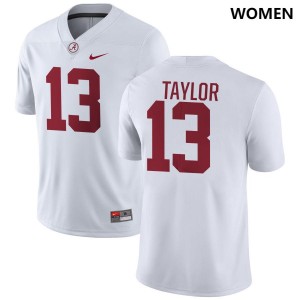 #13 Ivan Taylor Alabama Crimson Tide White Womens Jersey College Football University 220740-413