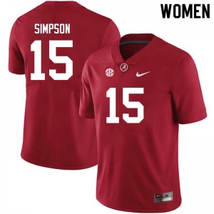 #15 Ty Simpson Alabama Crimson Tide Crimson Women's Jersey College Football Game 127262-874