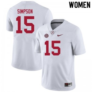 #15 Ty Simpson Alabama Crimson Tide White Women's Jerseys College Football NCAA 112470-673