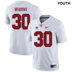 #30 Derek Meadows Crimson White Youth Jersey College Football Alumni 715367-853