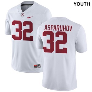 #32 Alex Asparuhov Alabama White Youth Jerseys College Football Replica 605217-595