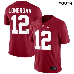 #12 Dylan Lonergan Alabama Crimson Tide Crimson Youth Jerseys College Football Limited 351471-694