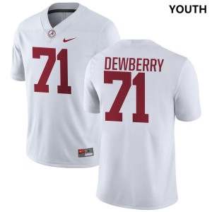 #71 Kam Dewberry University of Alabama White Youth Jerseys College Football Stitched 489356-822