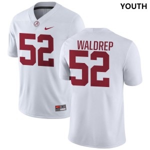 #52 Mal Waldrep Alabama White Youth Jersey College Football Official 726218-307