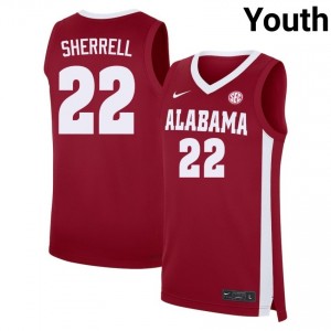 #22 Aiden Sherrell Alabama Crimson Tide Crimson Youth Jersey NCAA College Basketball 352256-363