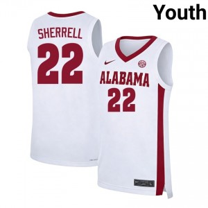 #22 Aiden Sherrell Alabama White Youth Jersey Embroidery College Basketball 294293-133