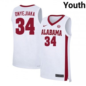 #34 Collins Onyejiaka Roll Tide White Youth Jersey 2025-26 College Basketball 611281-772