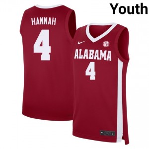 #4 Davion Hannah Alabama Crimson Tide Crimson Youth Jerseys Replica College Basketball 674180-539