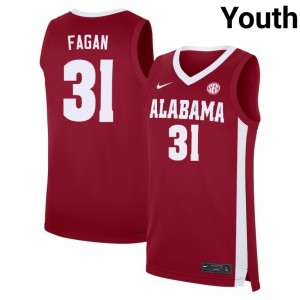 #31 Jack Fagan University of Alabama Crimson Youth Jersey 2025-26 College Basketball 137497-231