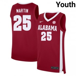 #25 Jacob Martin Bama Crimson Youth Jerseys Embroidery College Basketball 781250-553