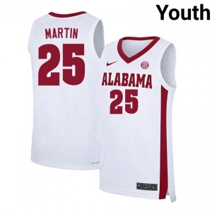 #25 Jacob Martin Alabama Crimson Tide White Youth Jerseys Limited College Basketball 557273-912