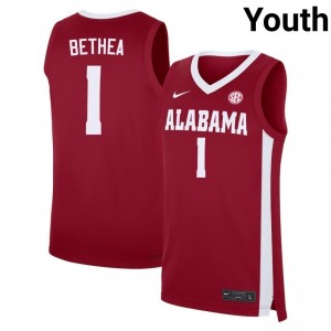 #1 Jalil Bethea Roll Tide Crimson Youth Jerseys Stitched College Basketball 559261-854
