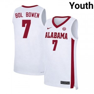 #7 Taylor Bol Bowen Roll Tide White Youth Jersey 2025-26 College Basketball 897203-797