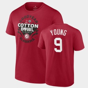 #9 Bryce Young Crimson Crimson Men's T-Shirt College Football 2021 Cotton Bowl CFP 694133-367