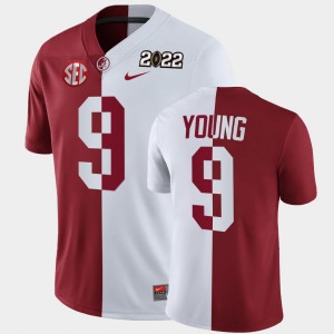 #9 Bryce Young Bama Crimson White Men's Jerseys College Football 2022 National Championship Split Edition 428514-148