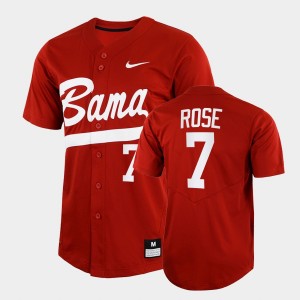 #7 Caden Rose Alabama Crimson Tide Crimson Mens Jerseys College Baseball 2022 Full-Button 963337-316