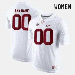 #00 Custom Bama White Womens Jerseys College Limited Football Alumni 532264-868