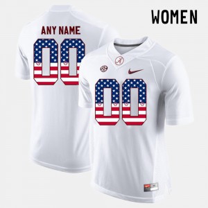 #00 Custom University of Alabama White Women Jersey US Flag Fashion Player 282374-131