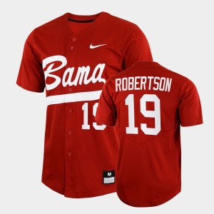 #19 David Robertson Roll Tide Crimson Men's Jerseys College Baseball Full-Button 446993-740