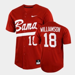 #18 Drew Williamson Bama Crimson Mens Jerseys College Baseball 2022 Full-Button 661588-240