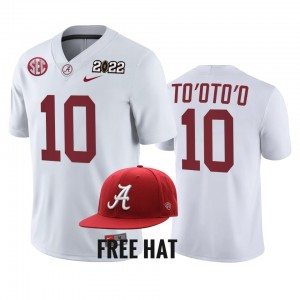 #10 Henry To'oTo'o Crimson White Mens Jerseys College Football 2021 Cotton Bowl Champions CFP 711341-553