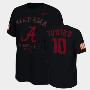 #10 Henry To'oTo'o University of Alabama Black Men's T-Shirt College Football Veterans Day 2021 America Flag 497147-747