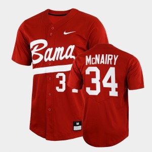 #34 Jacob McNairy Roll Tide Crimson Men Jerseys College Baseball 2022 Full-Button 728565-315