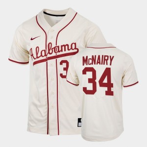 #34 Jacob McNairy Crimson Natural Men Jerseys College Baseball 2022 Replica 979816-112