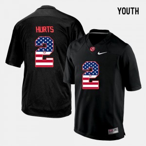 #2 Jalen Hurts Crimson Black Youth Jersey US Flag Fashion Replica 888499-732