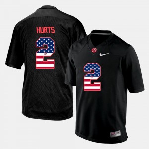 #2 Jalen Hurts Roll Tide Black Men Jersey US Flag Fashion Replica 417648-188