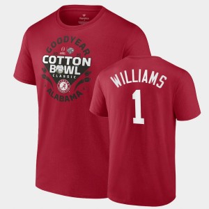 #1 Jameson Williams Roll Tide Crimson Mens T-Shirt College Football 2021 Cotton Bowl CFP 362506-797