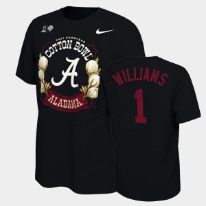#1 Jameson Williams Bama Black Mens T-Shirt College Football 2021 Cotton Bowl Locker Room 312146-150