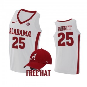 #25 Nimari Burnett University of Alabama White Men Jersey College Basketball Free Hat 793478-243